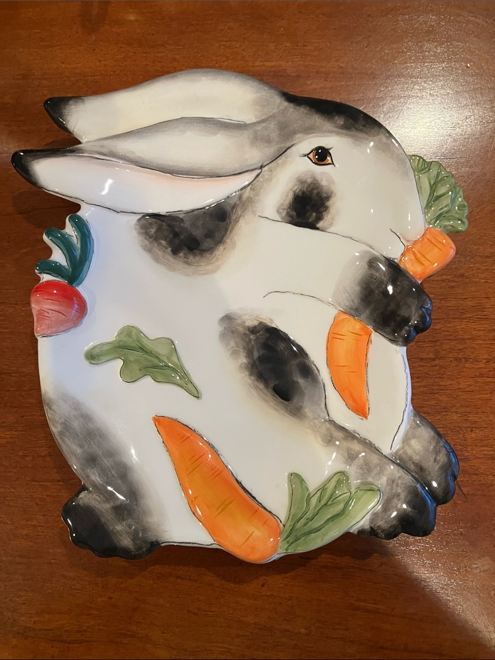 Fitz & Floyd vintage decorative plate or platter, “spotted rabbit” theme